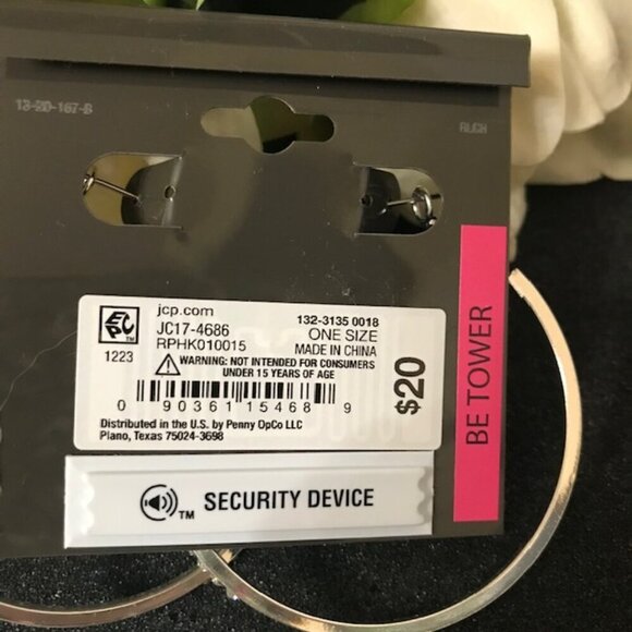 3/$25  Bold Elements Silver Tone Crystal Hoop Earrings - Picture 9 of 10